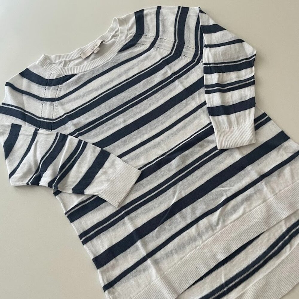Loft, blue and white striped tunic XS